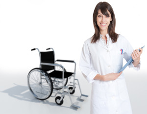 woman with a wheel chair for home care